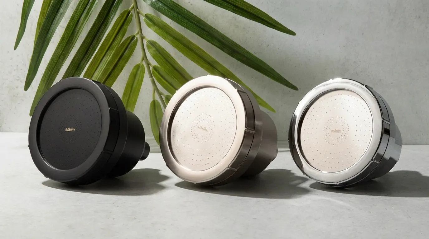 eskiin showerhead in three finishes