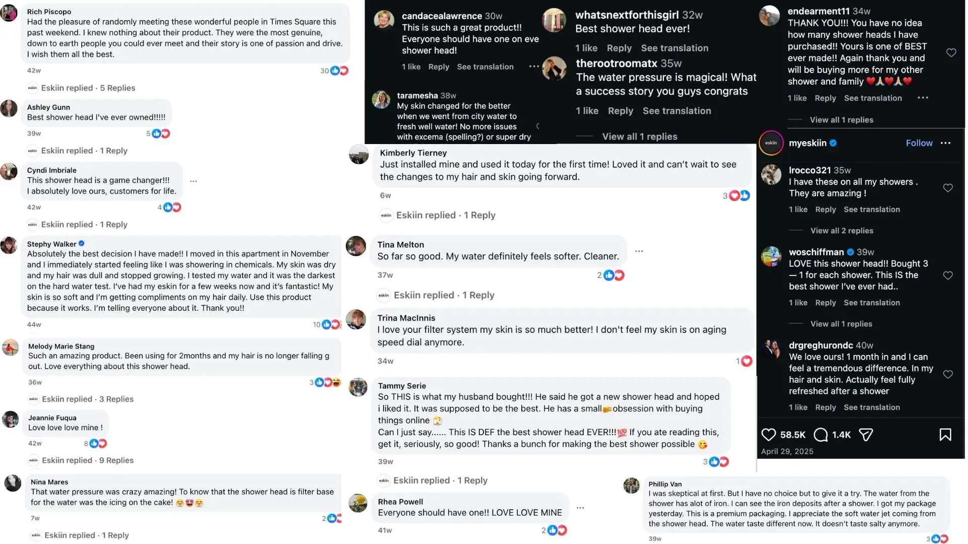 Collage of real social media comments under eskiin ads