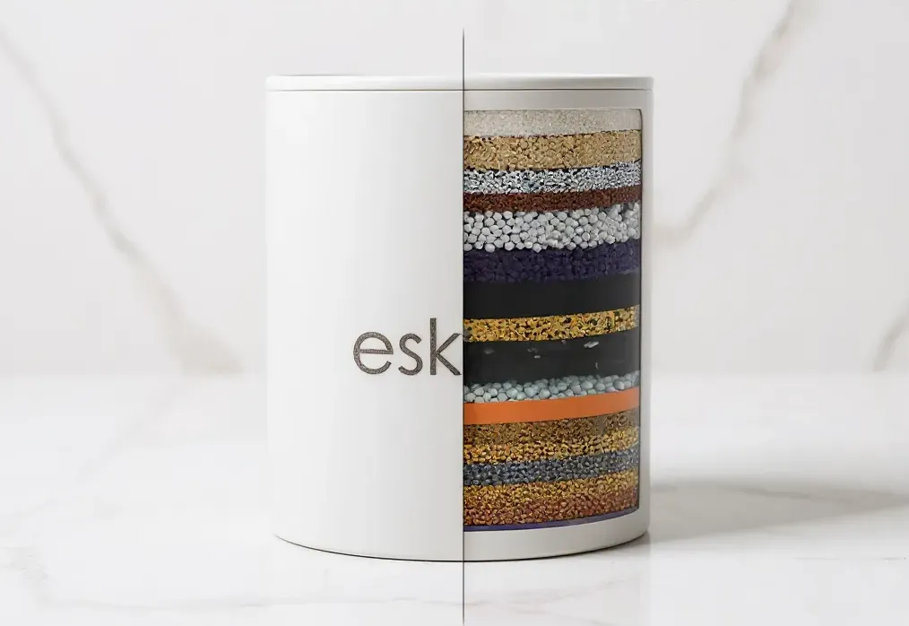 Cross-section of eskiin filter showing 15 layers